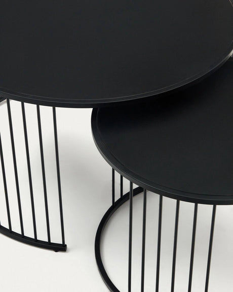 Hadar Set aus 2 Satzbeistelltischen getempertes Glas und Metall in Schwarz Ø75cm / Ø 45cm von Kave Home – Bild 6