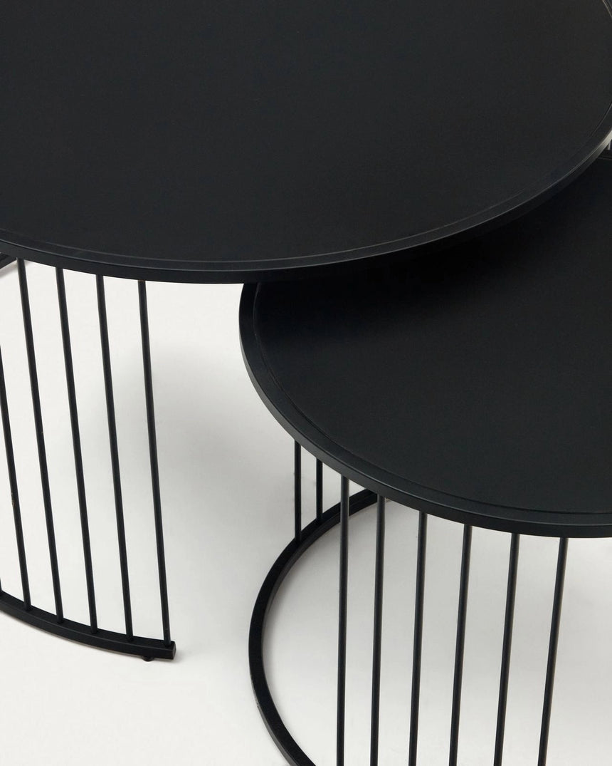 Hadar Set aus 2 Satzbeistelltischen getempertes Glas und Metall in Schwarz Ø75cm / Ø 45cm von Kave Home – Bild 6