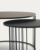 Hadar Set aus 2 Satzbeistelltischen getempertes Glas und Metall in Schwarz Ø75cm / Ø 45cm von Kave Home – Bild 7
