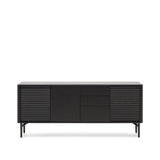 Highboard Lenon 3 Türen 3 Schubladen Eiche massiv und furniert schwarz 200x86cm FSC Mix Kredit von Kave Home – Bild 1