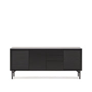 Highboard Lenon 3 Türen 3 Schubladen Eiche massiv und furniert schwarz 200x86cm FSC Mix Kredit von Kave Home – Bild 1