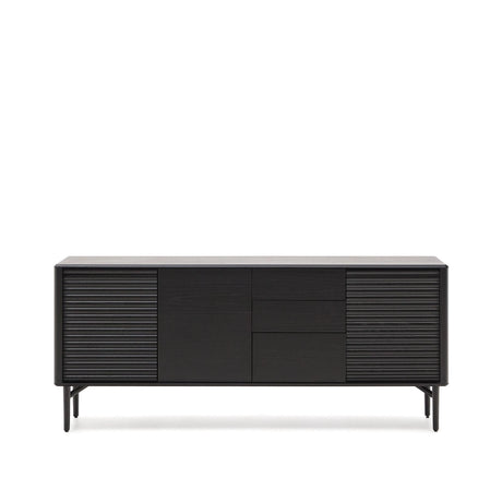 Highboard Lenon 3 Türen 3 Schubladen Eiche massiv und furniert schwarz 200x86cm FSC Mix Kredit von Kave Home – Bild 1