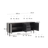 Highboard Lenon 3 Türen 3 Schubladen Eiche massiv und furniert schwarz 200x86cm FSC Mix Kredit von Kave Home – Bild 4