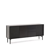 Highboard Lenon 3 Türen 3 Schubladen Eiche massiv und furniert schwarz 200x86cm FSC Mix Kredit von Kave Home – Bild 6