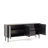 Highboard Lenon 3 Türen 3 Schubladen Eiche massiv und furniert schwarz 200x86cm FSC Mix Kredit von Kave Home – Bild 8