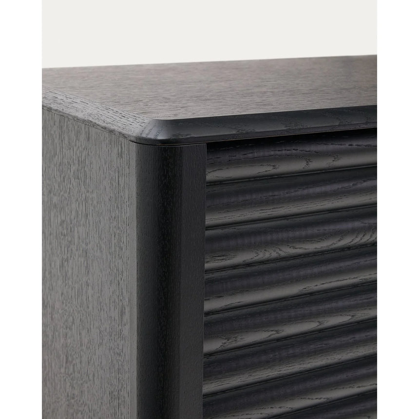 Highboard Lenon 4 Türen Massivholz und Eichenfurnier schwarz 104,5x144 cm FSC Mix Kredit von Kave Home – Bild 12