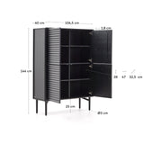 Highboard Lenon 4 Türen Massivholz und Eichenfurnier schwarz 104,5x144 cm FSC Mix Kredit von Kave Home – Bild 4