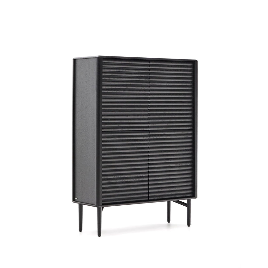 Highboard Lenon 4 Türen Massivholz und Eichenfurnier schwarz 104,5x144 cm FSC Mix Kredit von Kave Home – Bild 6
