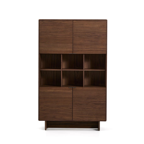 Highboard Norlen mit 4 Türen in Nussbaumfurnier FSC Mix Credit 100 x 163 cm von Kave Home – Produktbild 1