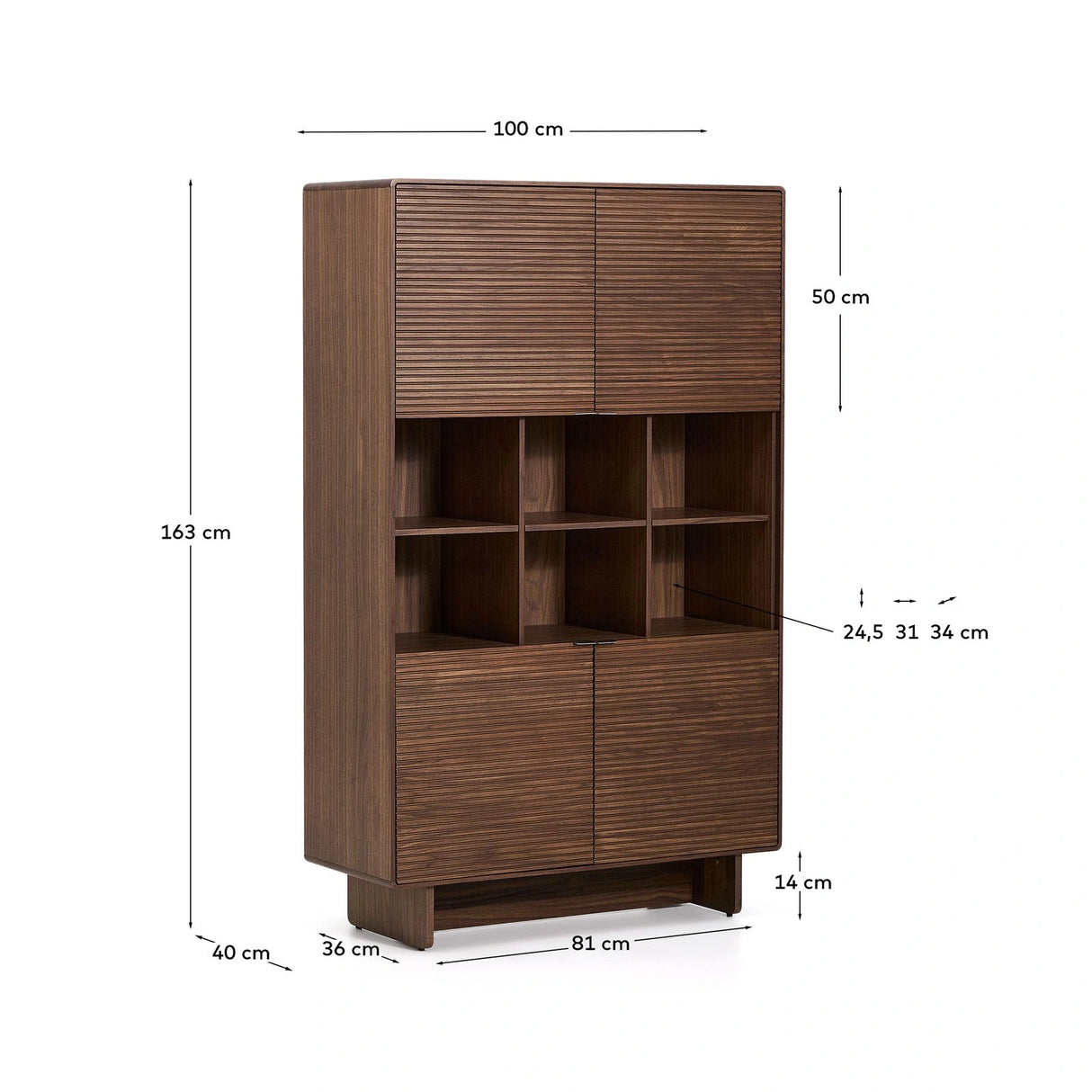 Highboard Norlen mit 4 Türen in Nussbaumfurnier FSC Mix Credit 100 x 163 cm von Kave Home – Produktbild 7