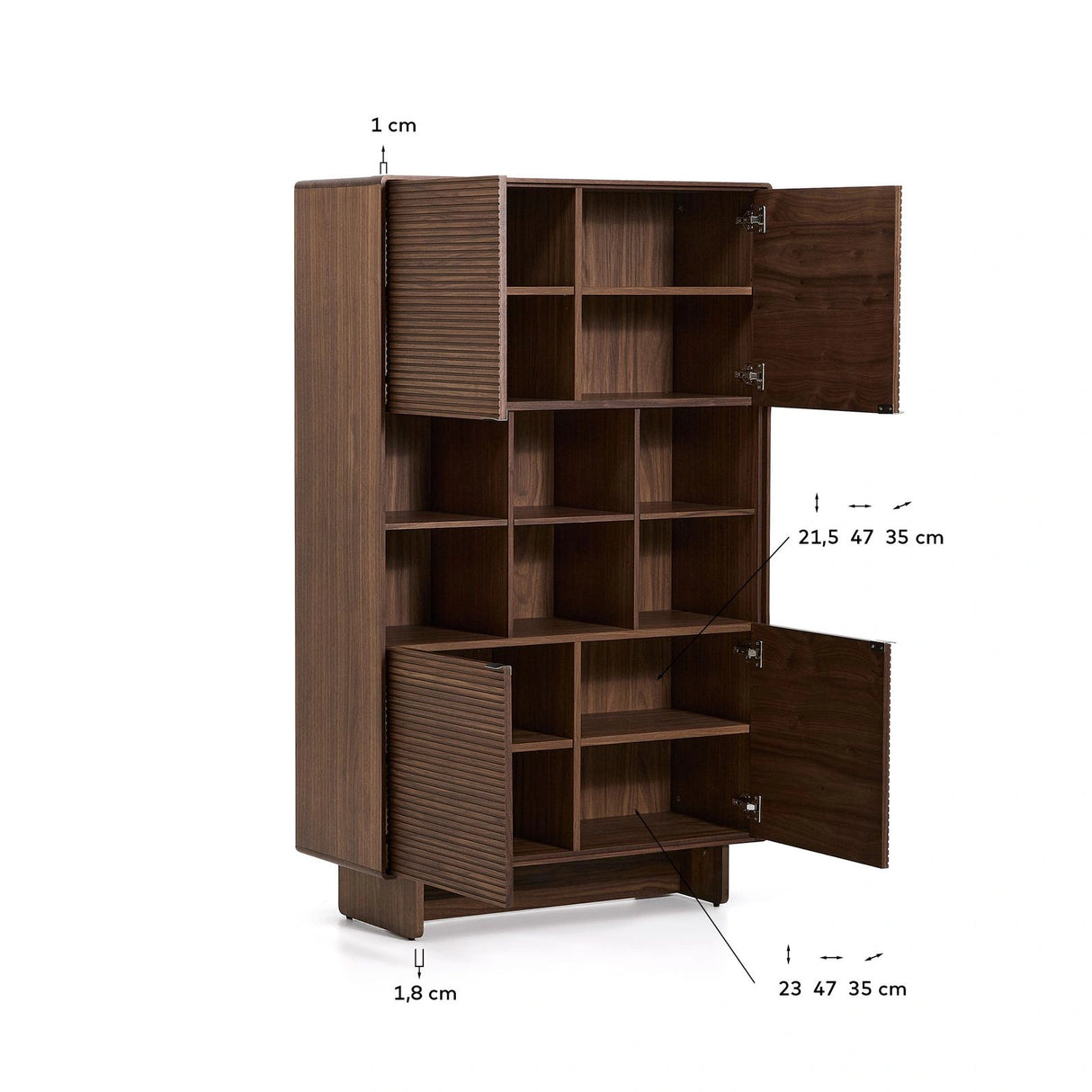 Highboard Norlen mit 4 Türen in Nussbaumfurnier FSC Mix Credit 100 x 163 cm von Kave Home – Produktbild 8
