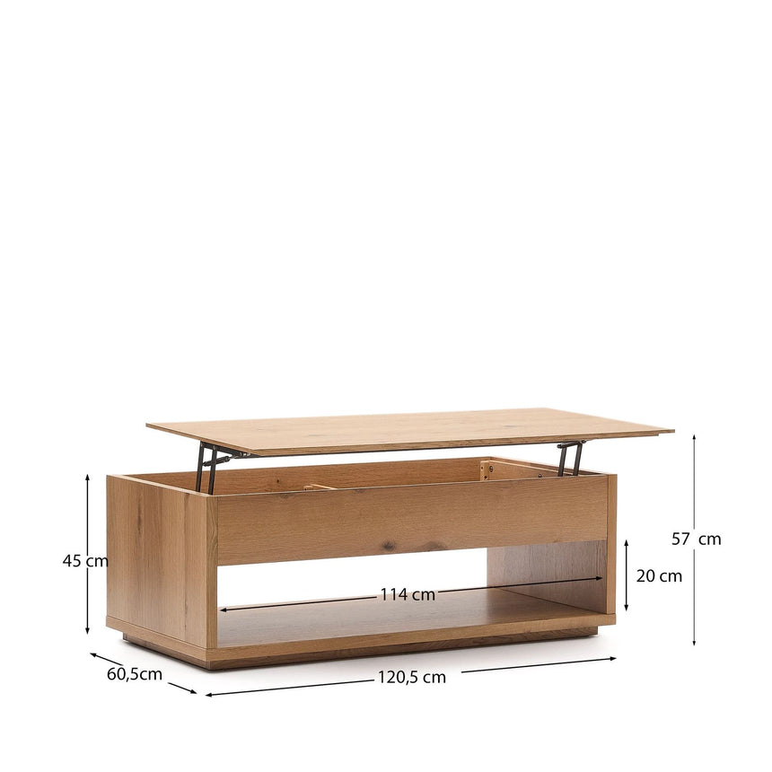 Hochklappbarer Couchtisch Alguema aus Eichenfurnier mit naturfarbenem Finish 120 x 60 cm von Kave Home – Bild 4