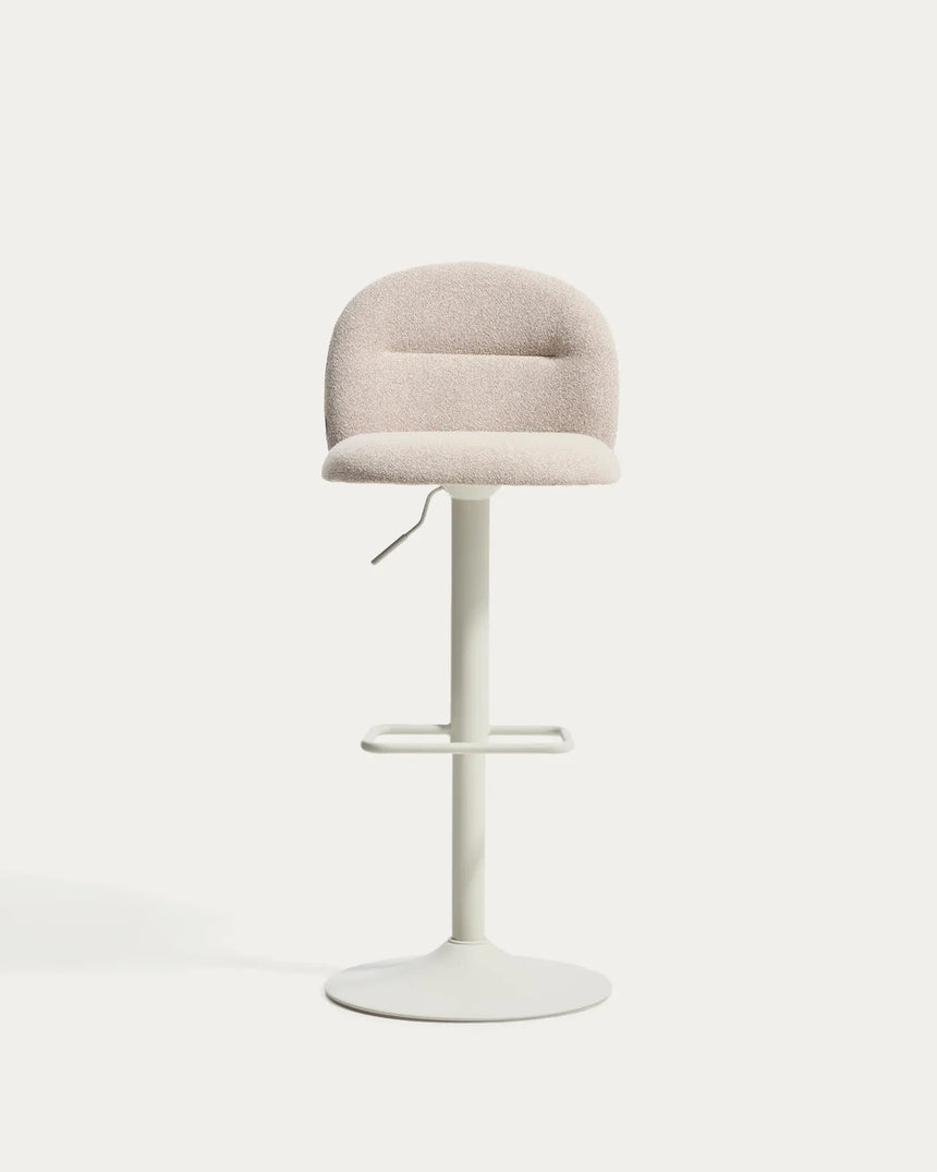 Hocker Arino mit beiger Chenille und beigen Metallbeinen, 65 cm von Kave Home – Bild 3