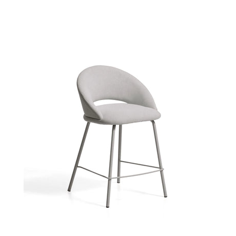 Hocker Bonali mit grauer Chenille und Beinen aus grauem Metall, FSC Mix Credit, 65 cm von Kave Home – Bild 1