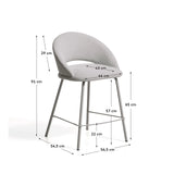 Hocker Bonali mit grauer Chenille und Beinen aus grauem Metall, FSC Mix Credit, 65 cm von Kave Home – Bild 3