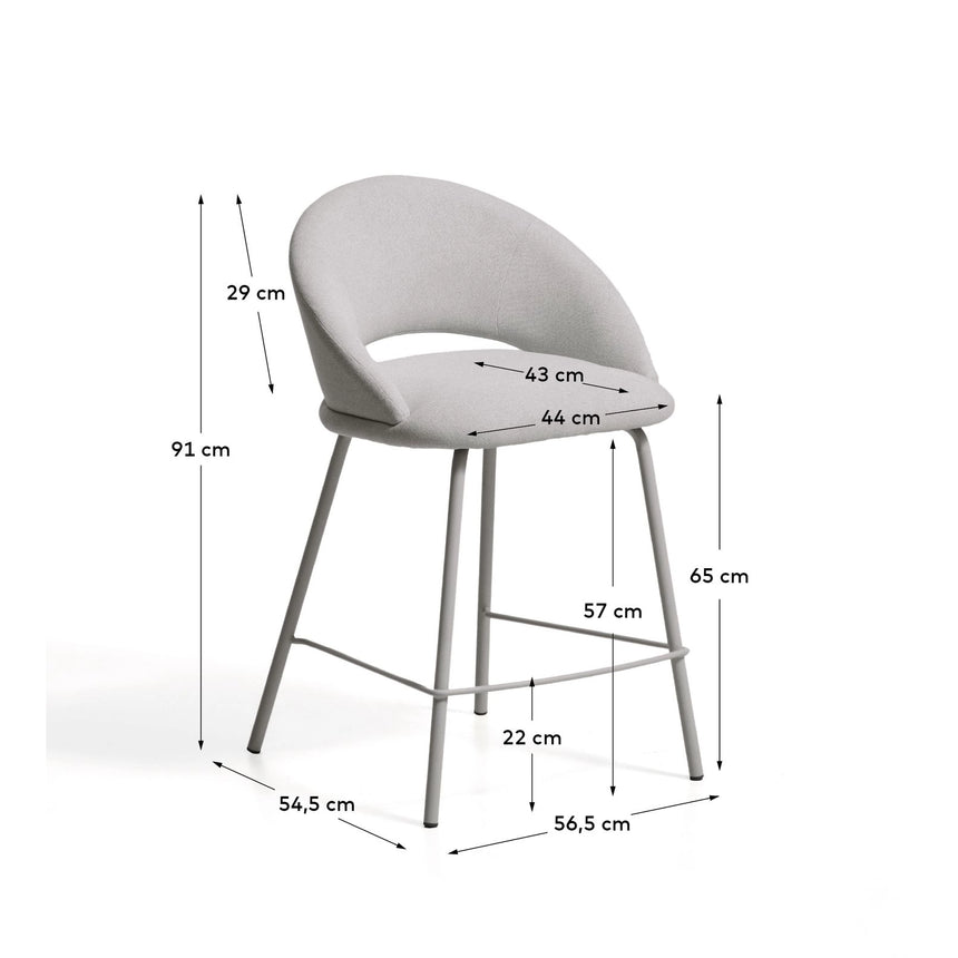 Hocker Bonali mit grauer Chenille und Beinen aus grauem Metall, FSC Mix Credit, 65 cm von Kave Home – Bild 3