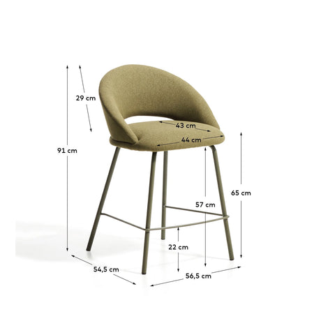 Hocker Bonali mit grüner Chenille und grünen Metallbeinen, FSC Mix Credit, 65 cm von Kave Home – Bild 3
