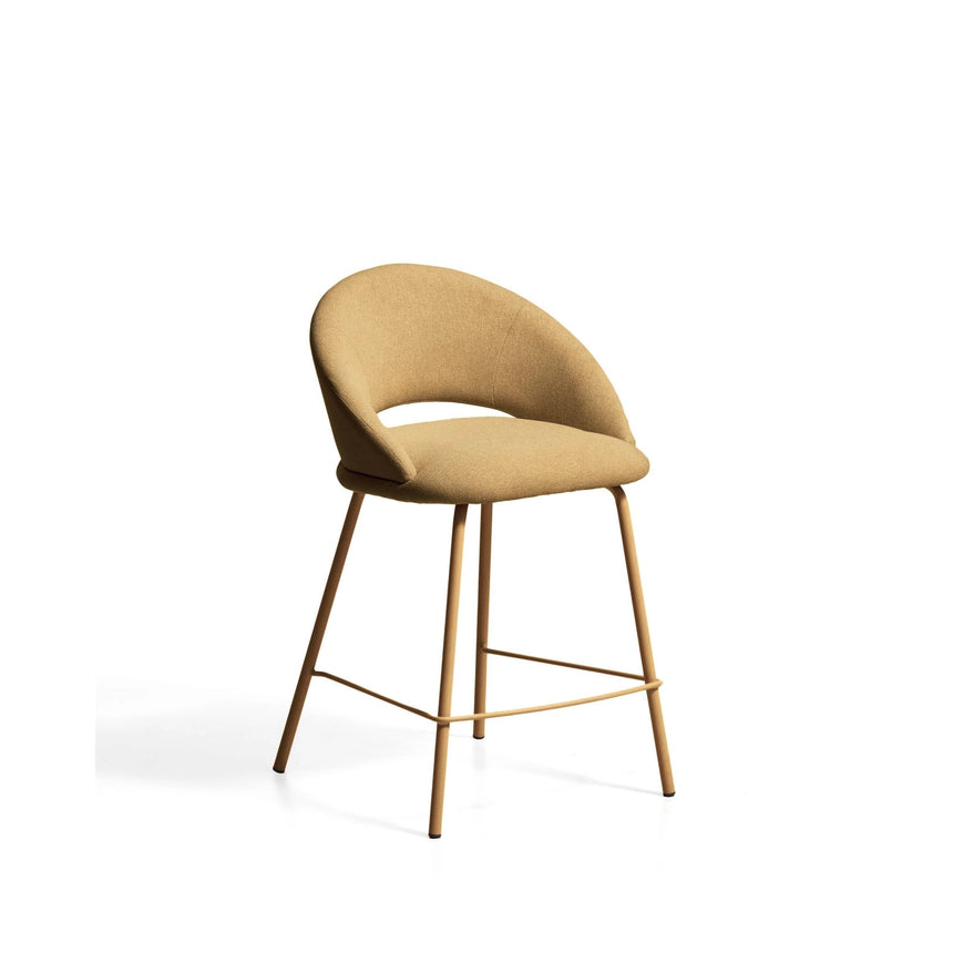 Hocker Bonali mit senfgelber Chenille und Beinen aus senfgelbem Metall, FSC Mix Credit, 65 cm von Kave Home – Bild 1