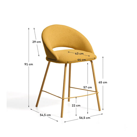 Hocker Bonali mit senfgelber Chenille und Beinen aus senfgelbem Metall, FSC Mix Credit, 65 cm von Kave Home – Bild 3