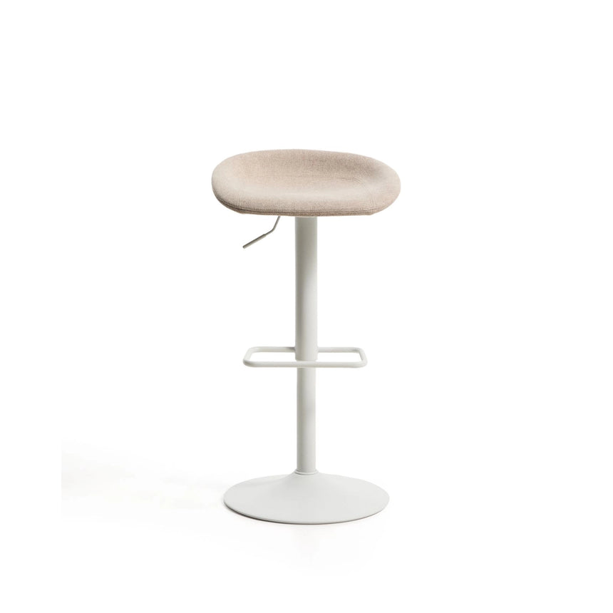 Hocker Danua mit beiger Chenille und mattweißem Stahl, 68–89 cm, FSC 100 % von Kave Home – Bild 4