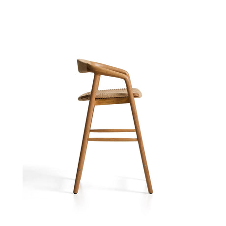 Hocker Derile aus massivem Eichenholz mit Finish in natürlichem Farbton und beigem Papierseil FSC 100% 65 cm von Kave Home – Bild 3