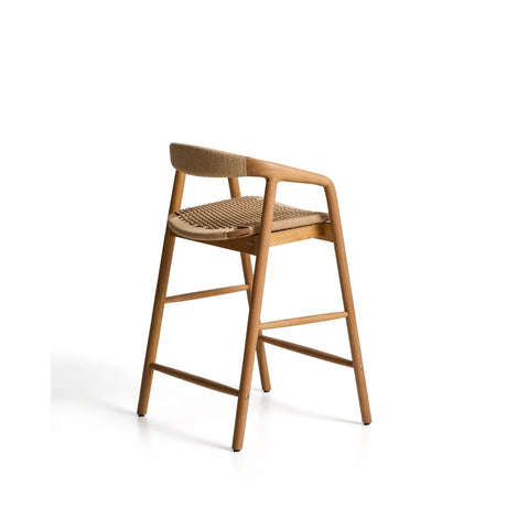 Hocker Derile aus massivem Eichenholz mit Finish in natürlichem Farbton und beigem Papierseil FSC 100% 65 cm von Kave Home – Bild 4