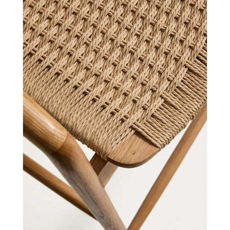 Hocker Derile aus massivem Eichenholz mit Finish in natürlichem Farbton und beigem Papierseil FSC 100% 65 cm von Kave Home – Bild 7