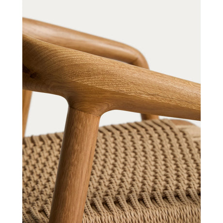 Hocker Derile aus massivem Eichenholz mit Finish in natürlichem Farbton und beigem Papierseil FSC 100% 65 cm von Kave Home – Bild 8