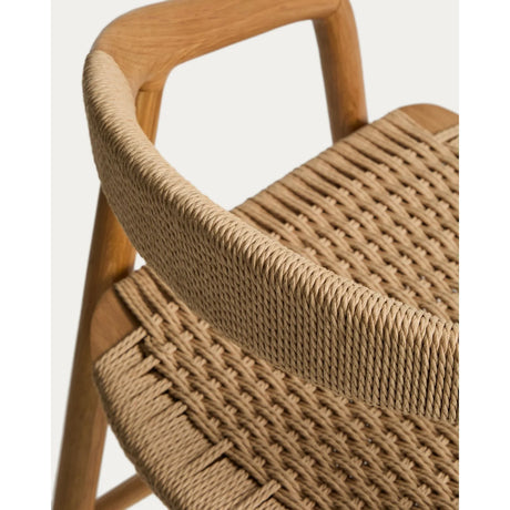 Hocker Derile aus massivem Eichenholz mit Finish in natürlichem Farbton und beigem Papierseil FSC 100% 65 cm von Kave Home – Bild 9