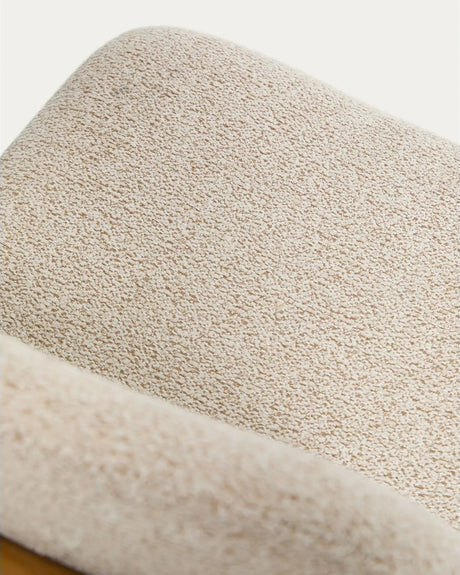 Hocker Elnor aus Chenille und Beinen aus massivem Eichenholz mit Finish, 65 cm von Kave Home – Bild 10
