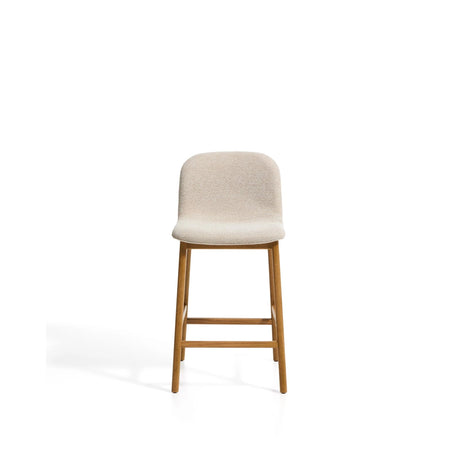 Hocker Elnor aus Chenille und Beinen aus massivem Eichenholz mit Finish, 65 cm von Kave Home – Bild 3