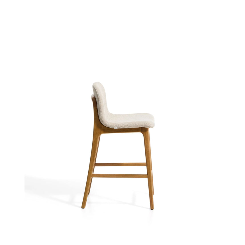Hocker Elnor aus Chenille und Beinen aus massivem Eichenholz mit Finish, 65 cm von Kave Home – Bild 4