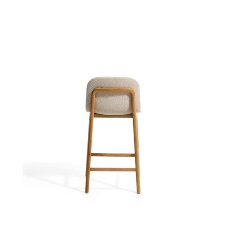 Hocker Elnor aus Chenille und Beinen aus massivem Eichenholz mit Finish, 65 cm von Kave Home – Bild 6