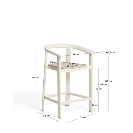 Hocker Erice aus Aluminium und ecrufarbenem Seil, 65 cm von Kave Home – Bild 5