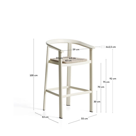 Hocker Erice aus Aluminium und ecrufarbenem Seil, 75 cm von Kave Home – Bild 4