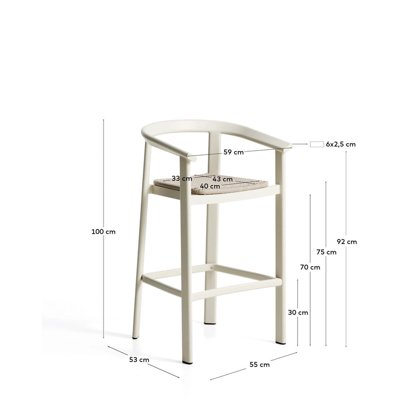 Hocker Erice aus Aluminium und ecrufarbenem Seil, 75 cm von Kave Home – Bild 4