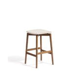Hocker Evera aus Eichenfurnier mit Nussbaumfinish oder naturfarben und Chenille, 65 cm von Kave Home – Bild 4