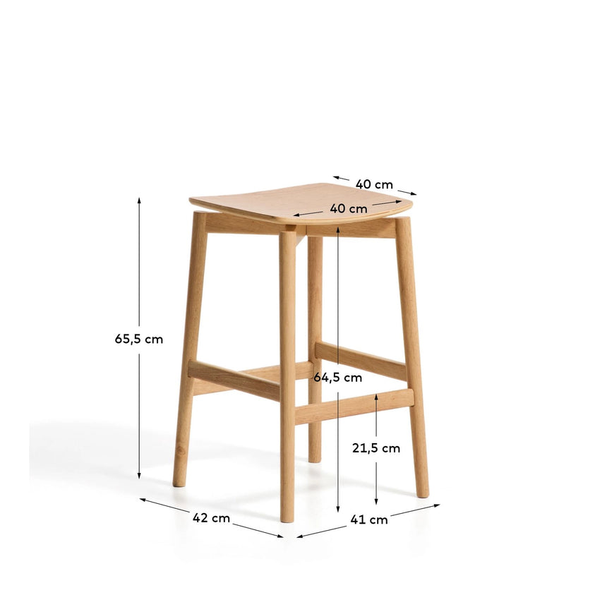 Hocker Evera aus Eichenfurnier mit naturfarbenem Finish, 65 cm  von Kave Home – Bild 2