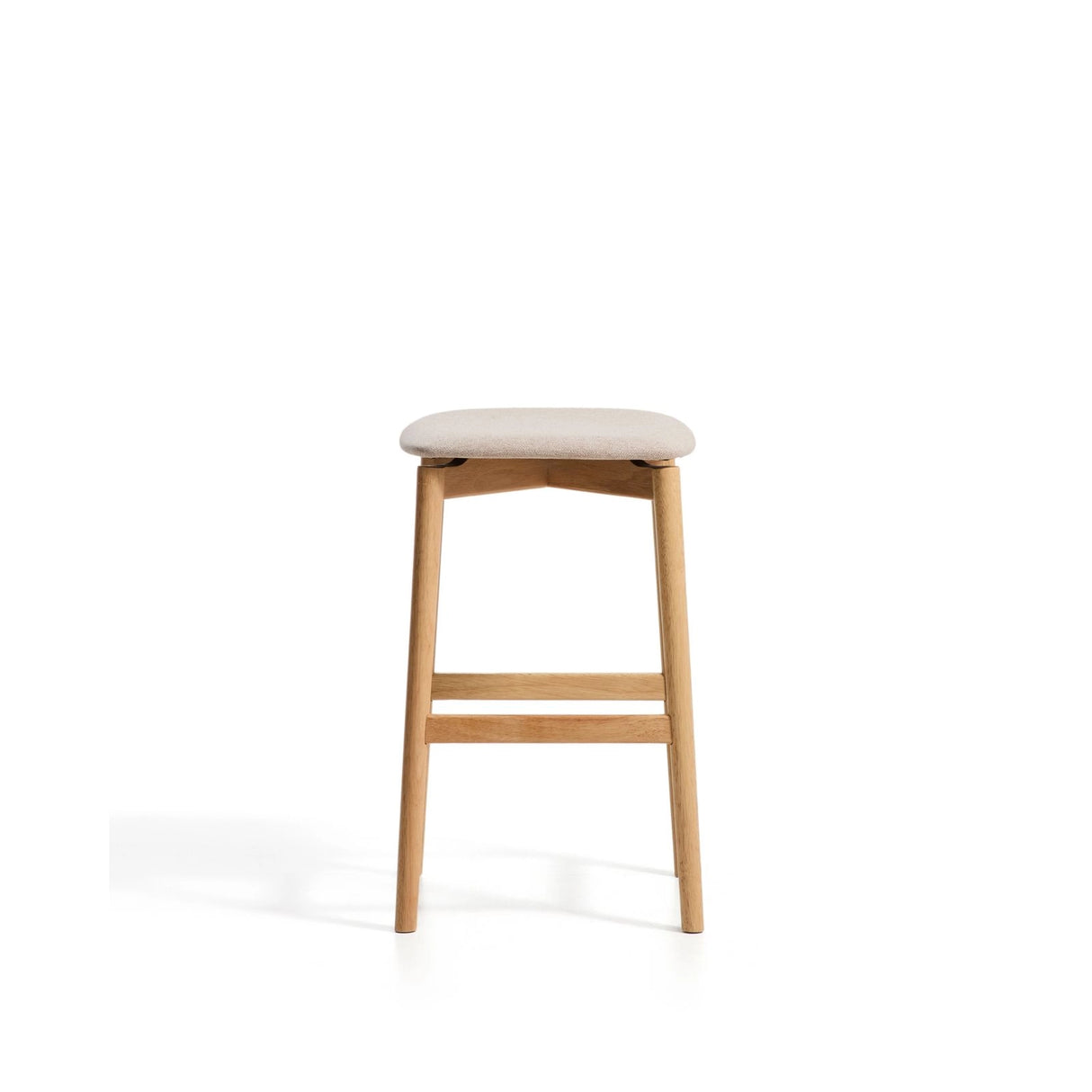 Hocker Evera aus Eichenfurnier mit naturfarbenem Finish und beiger Chenille, 65 cm von Kave Home – Bild 3