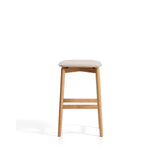 Hocker Evera aus Eichenfurnier mit naturfarbenem Finish und beiger Chenille, 65 cm von Kave Home – Bild 3