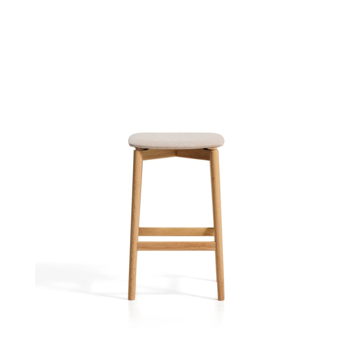Hocker Evera aus Eichenfurnier mit naturfarbenem Finish und beiger Chenille, 65 cm von Kave Home – Bild 5