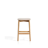 Hocker Evera aus Eichenfurnier mit naturfarbenem Finish und beiger Chenille, 65 cm von Kave Home – Bild 5