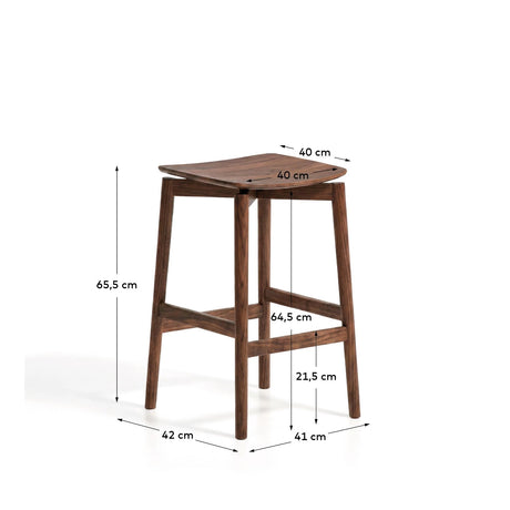 Hocker Evera aus Eichenfurnier mit naturfarbenem oder Nussbaumfinish, 65 cm von Kave Home – Bild 2