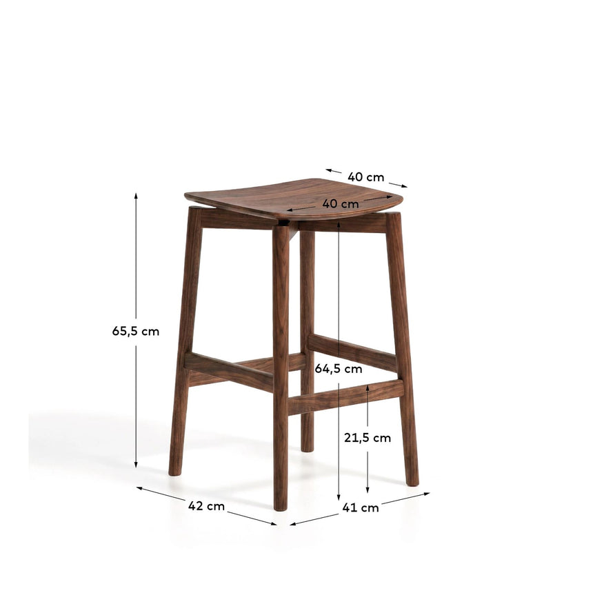 Hocker Evera aus Eichenfurnier mit naturfarbenem oder Nussbaumfinish, 65 cm von Kave Home – Bild 2