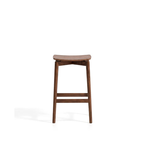 Hocker Evera aus Eichenfurnier mit naturfarbenem oder Nussbaumfinish, 65 cm von Kave Home – Bild 5