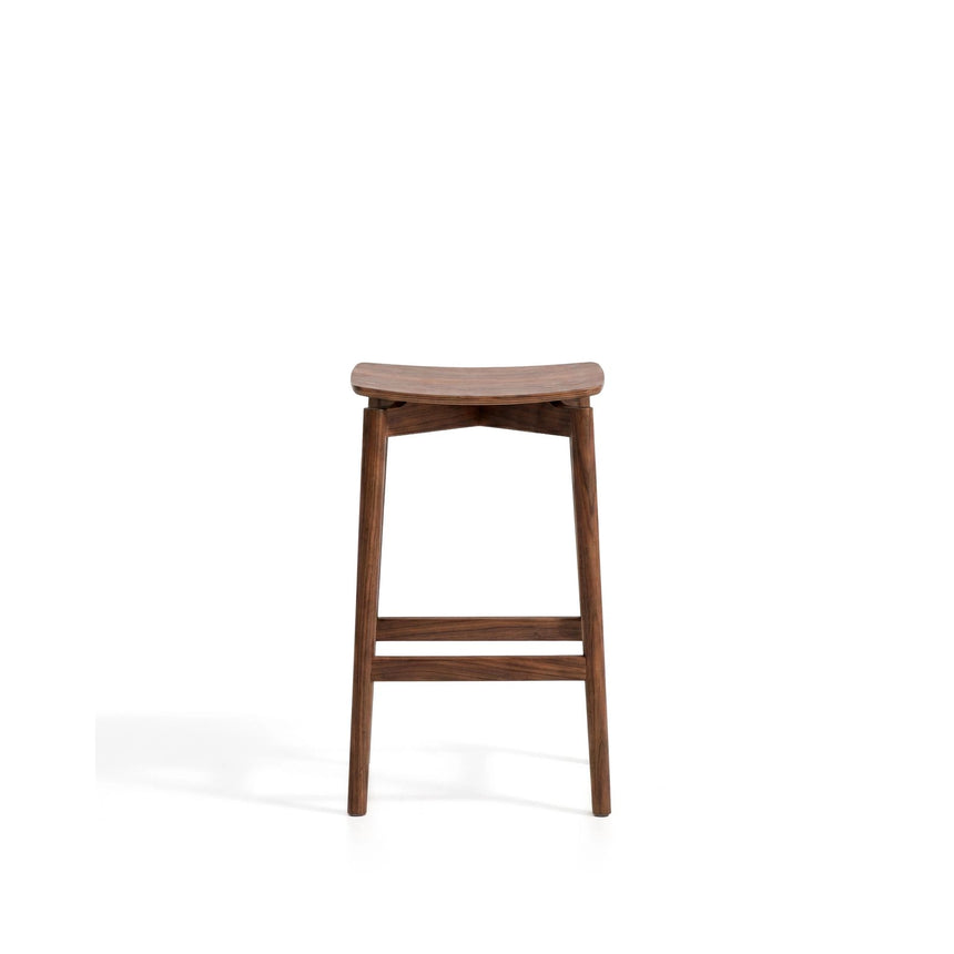 Hocker Evera aus Eichenfurnier mit naturfarbenem oder Nussbaumfinish, 65 cm von Kave Home – Bild 5