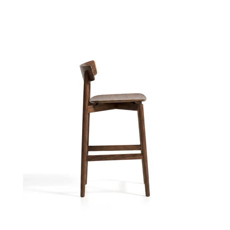 Hocker Evera mit Rückenlehne aus Eichenfurnier mit Nussbaumfinish oder Naturfarben, 65 cm von Kave Home – Bild 3