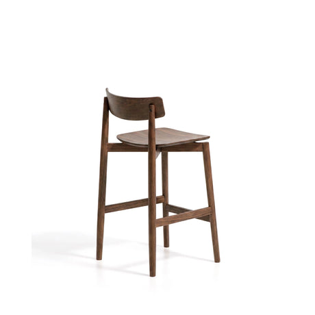 Hocker Evera mit Rückenlehne aus Eichenfurnier mit Nussbaumfinish oder Naturfarben, 65 cm von Kave Home – Bild 4