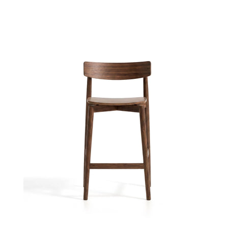 Hocker Evera mit Rückenlehne aus Eichenfurnier mit Nussbaumfinish oder Naturfarben, 65 cm von Kave Home – Bild 5