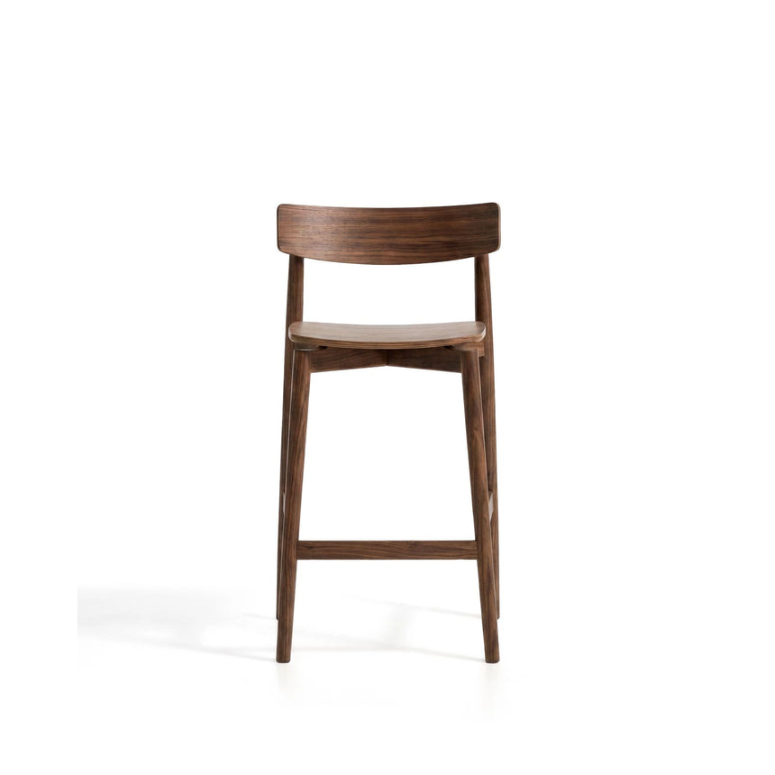 Hocker Evera mit Rückenlehne aus Eichenfurnier mit Nussbaumfinish oder Naturfarben, 65 cm von Kave Home – Bild 5